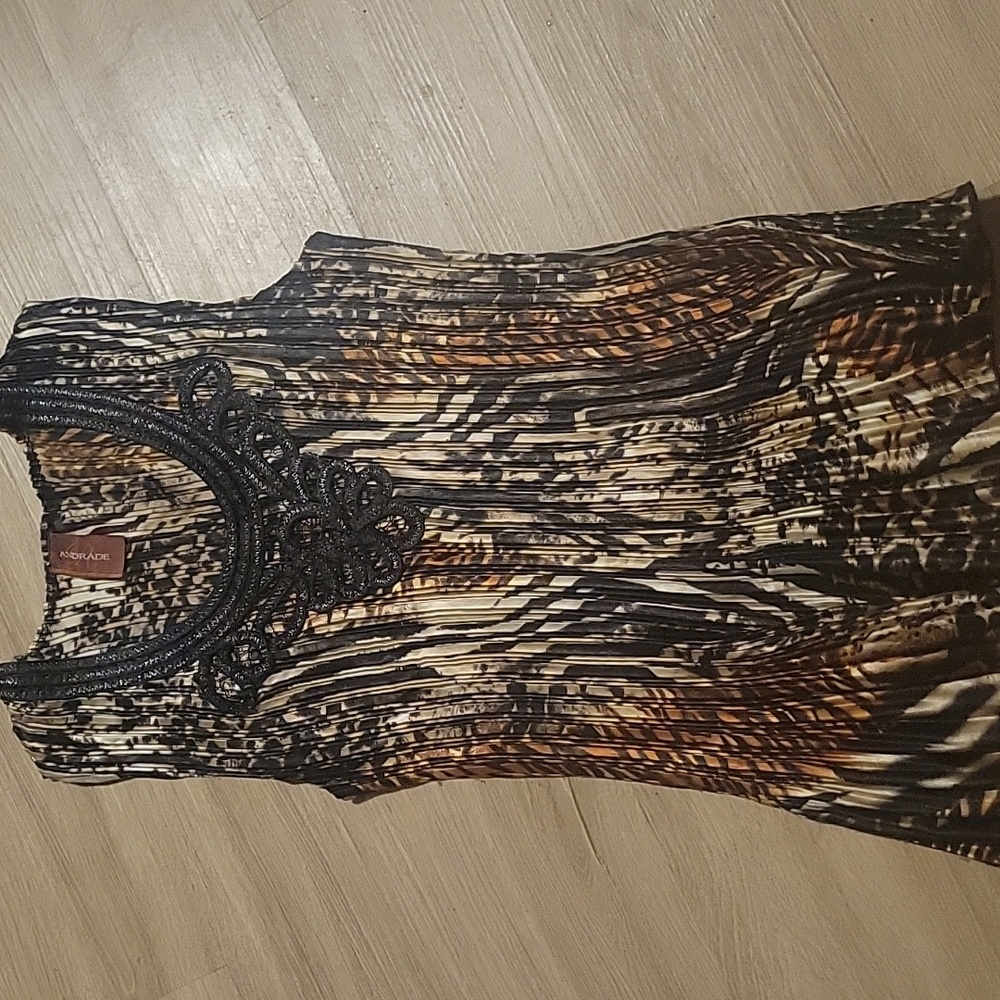 Andrade animal print scrunched tank top with embroidered embellishment